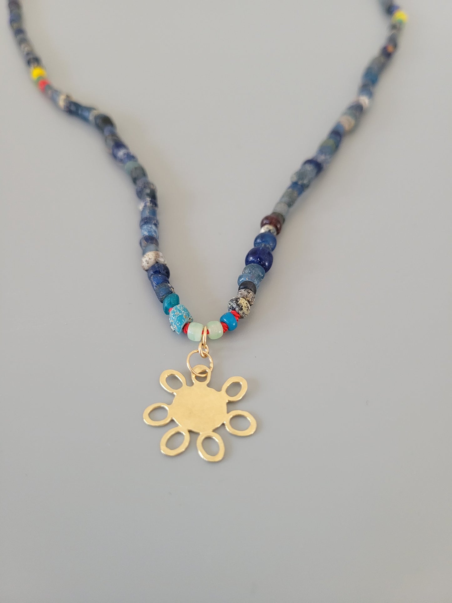 Traveller Necklace with Sun Medallion - Indigo
