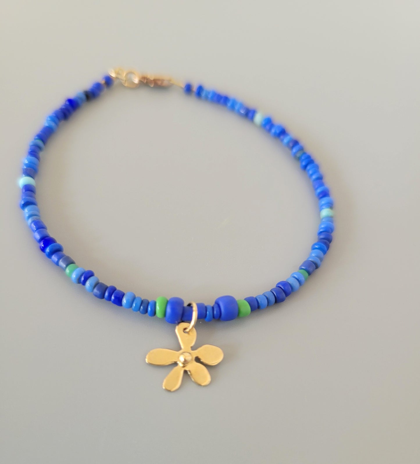 Flower Charm Bracelet - Blue