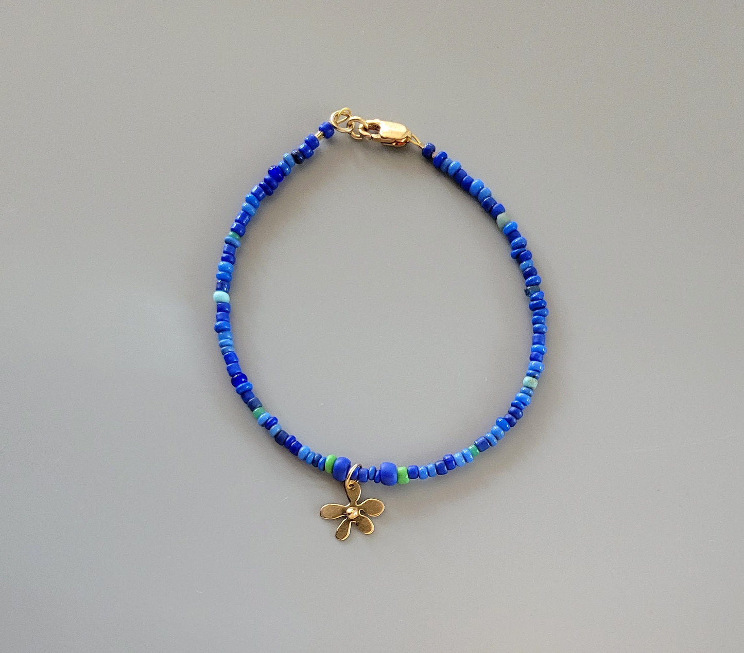 Flower Charm Bracelet - Blue