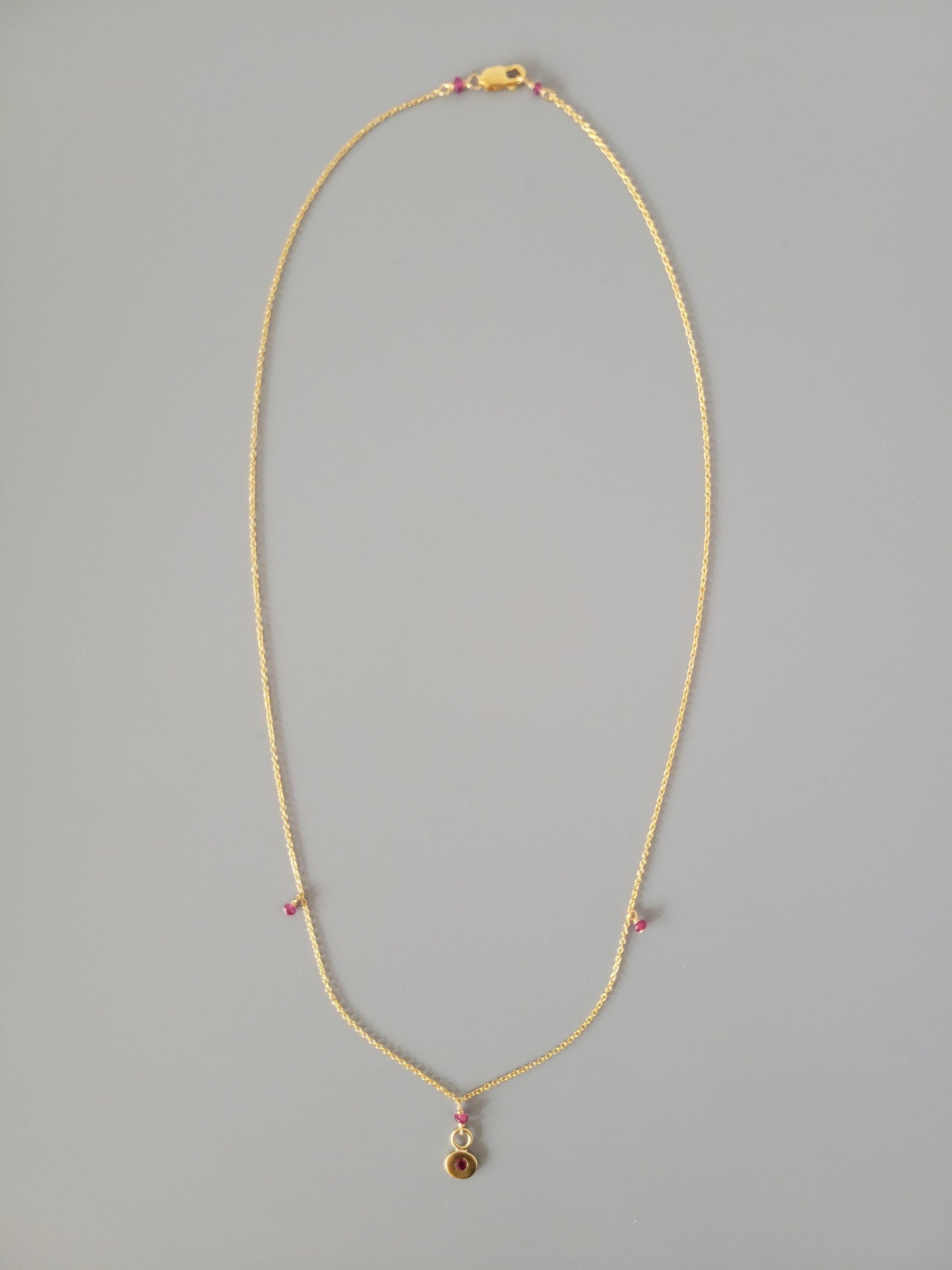 Disk Charm Necklace - Ruby