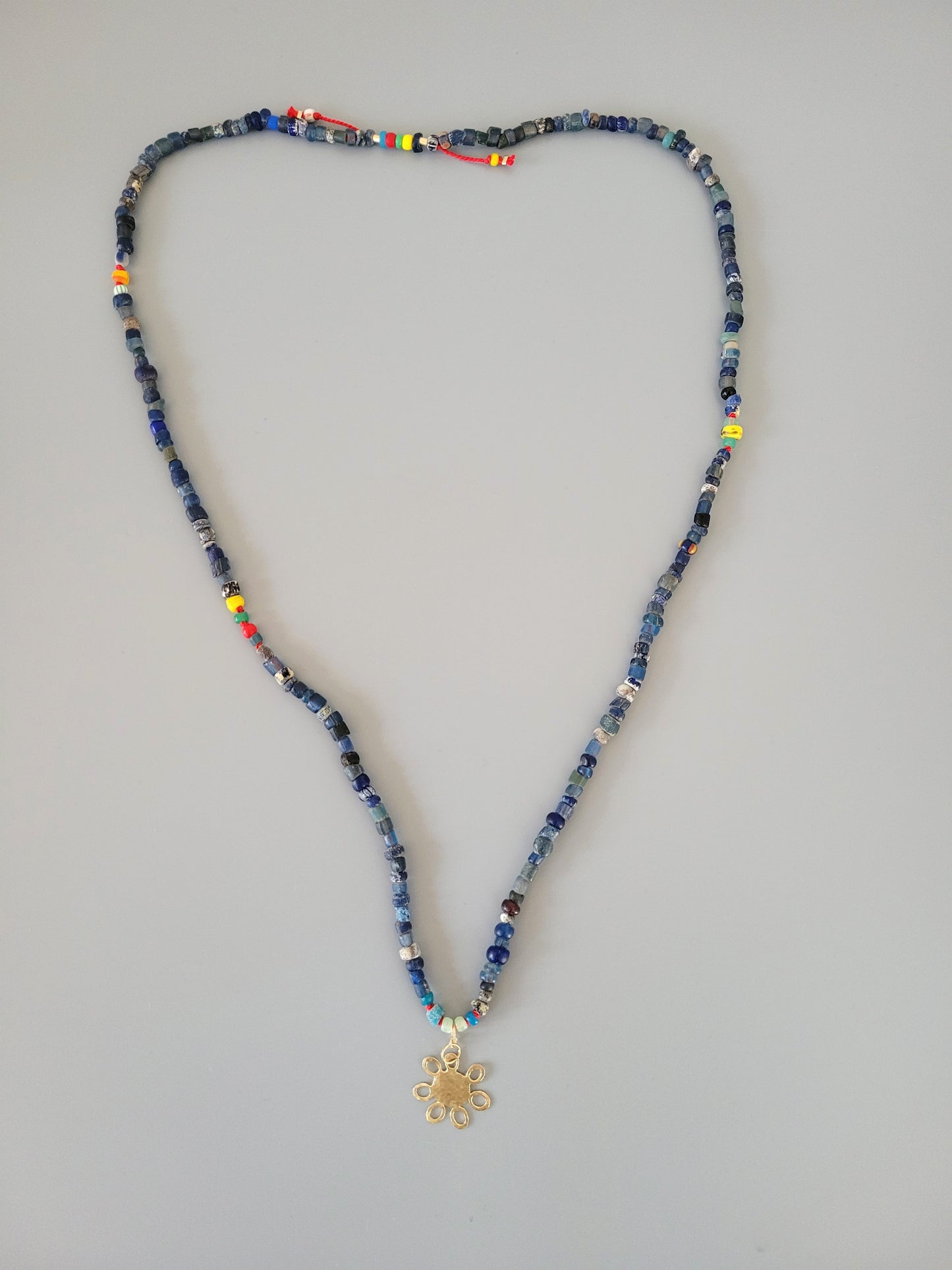 Traveller Necklace with Sun Medallion - Indigo