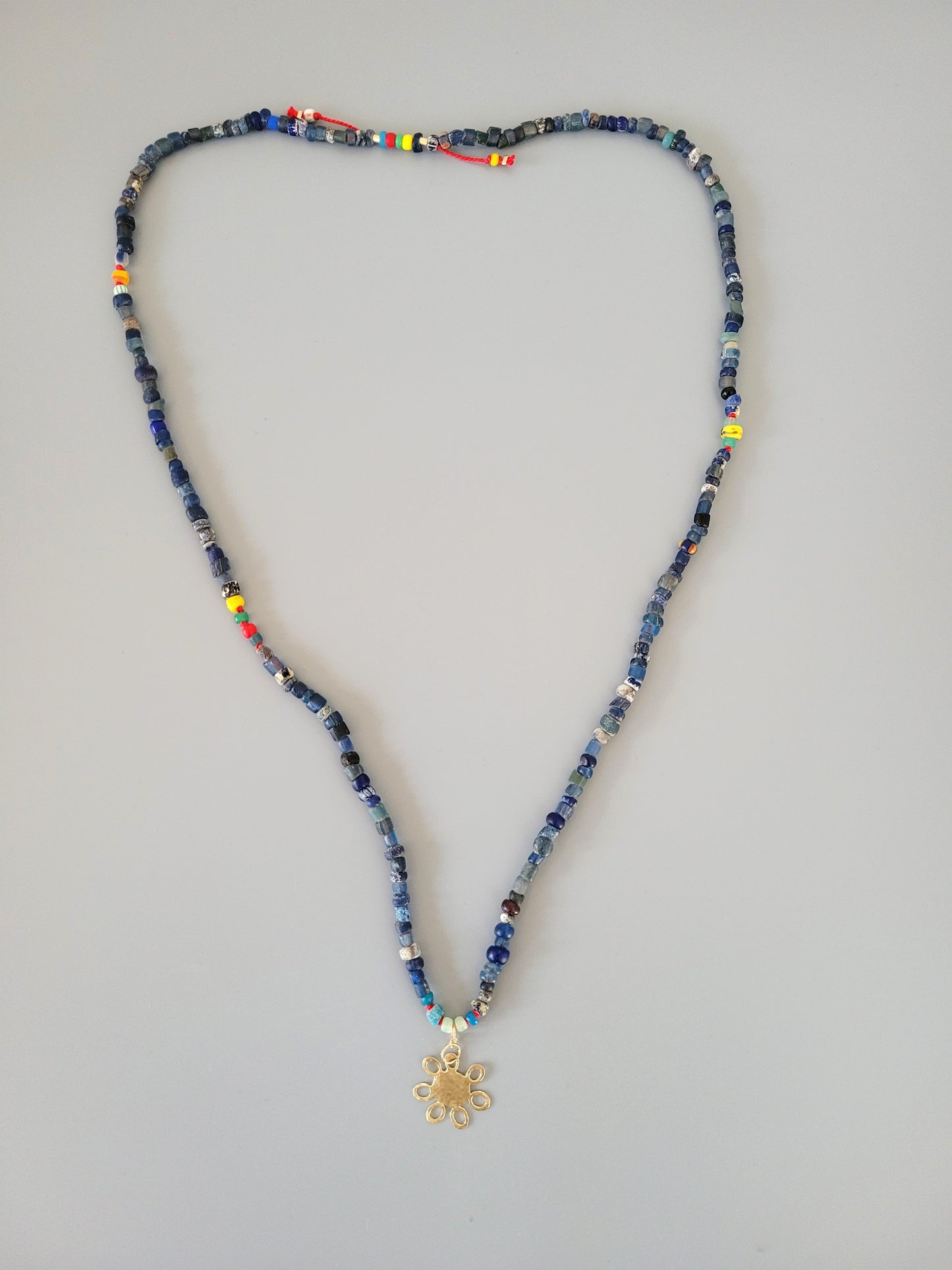 Traveller Necklace with Sun Medallion - Indigo