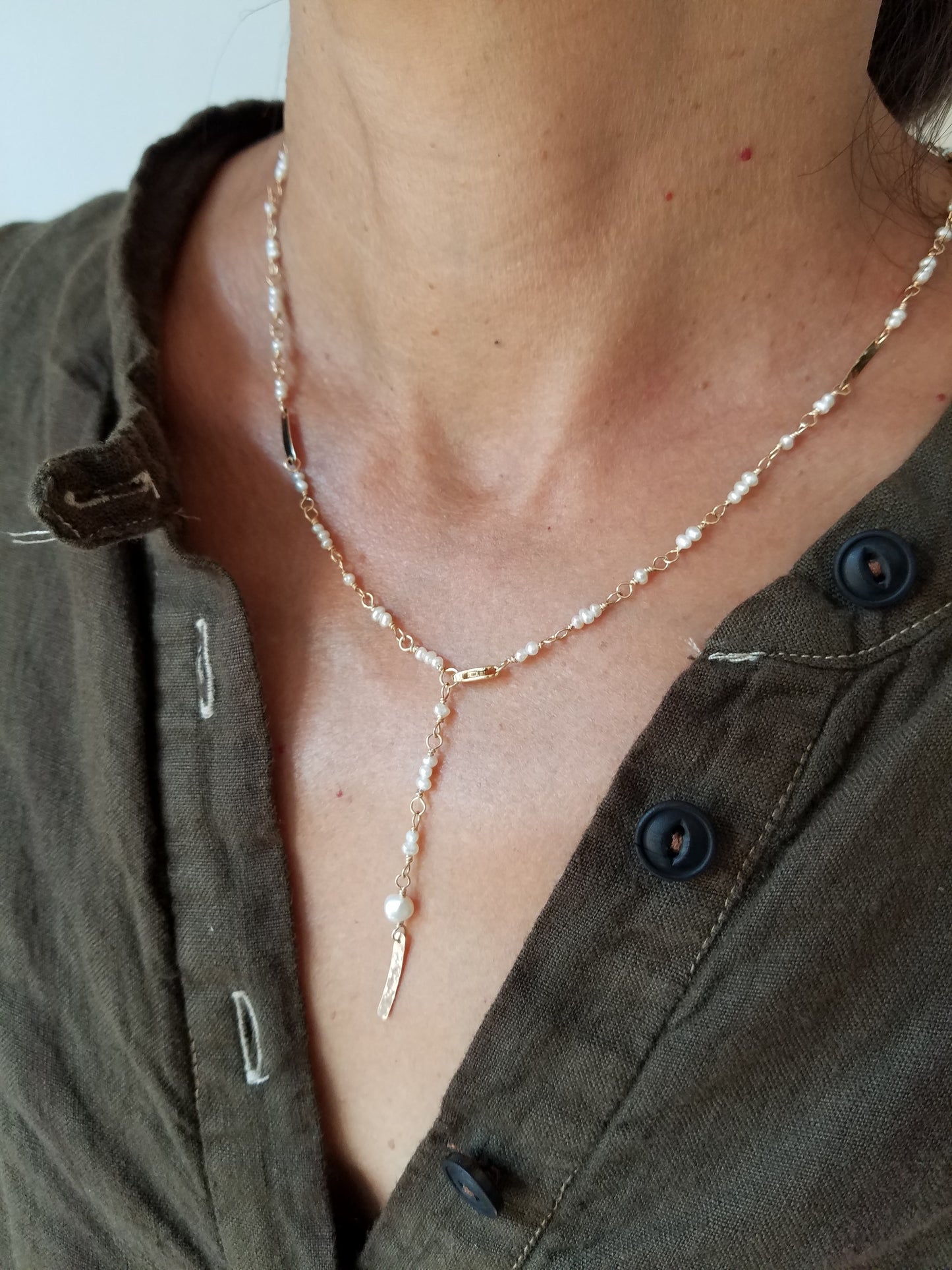Baguette Necklace - Pearl