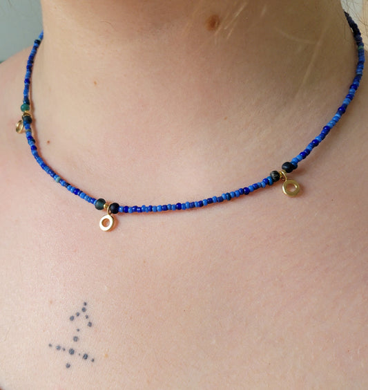 3 charm choker - Negative Space - Blue Jean