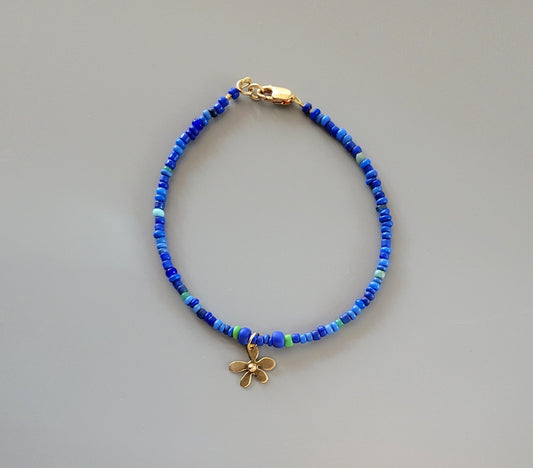 Flower Charm Bracelet - Blue