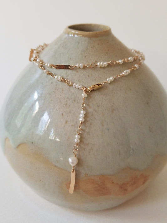 Baguette Necklace - Pearl